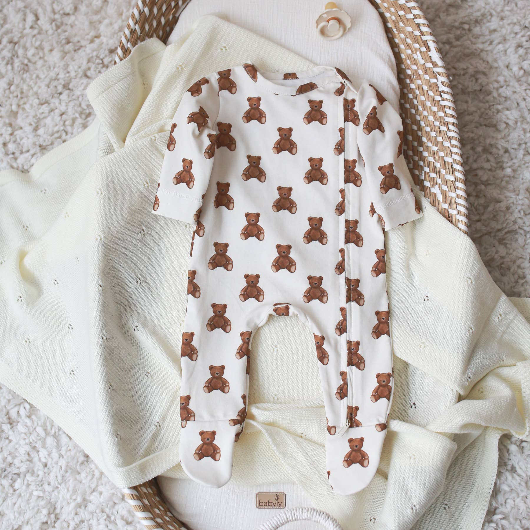 Romper met ritssluiting voor baby's Babysiut - Teddybeer, rompertje met pyjama: 56 Babyly