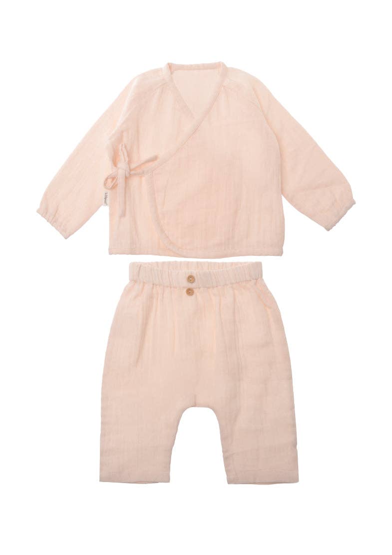 2-delige mousseline set in zachtroze: 62 Liliput