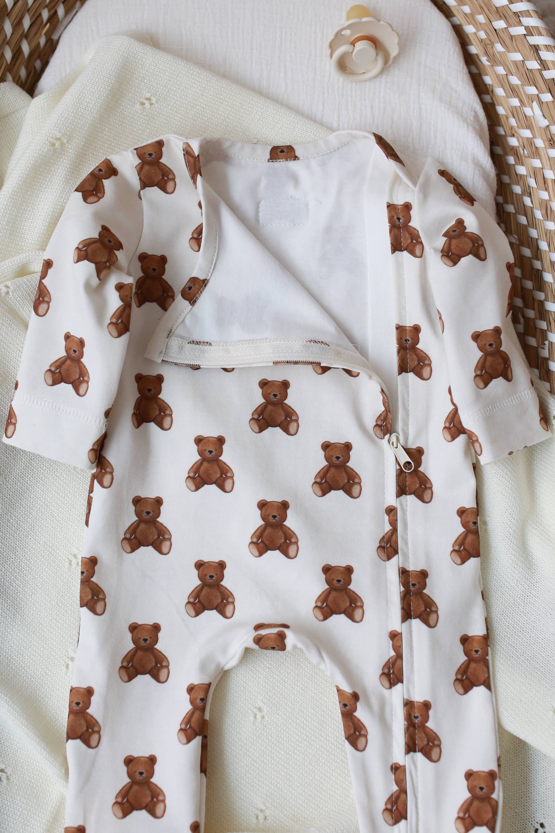 Romper met ritssluiting voor baby's Babysiut - Teddybeer, rompertje met pyjama: 56 Babyly