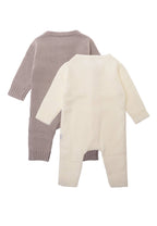 2-pack gebreide overalls in bruin en ecru Liliput