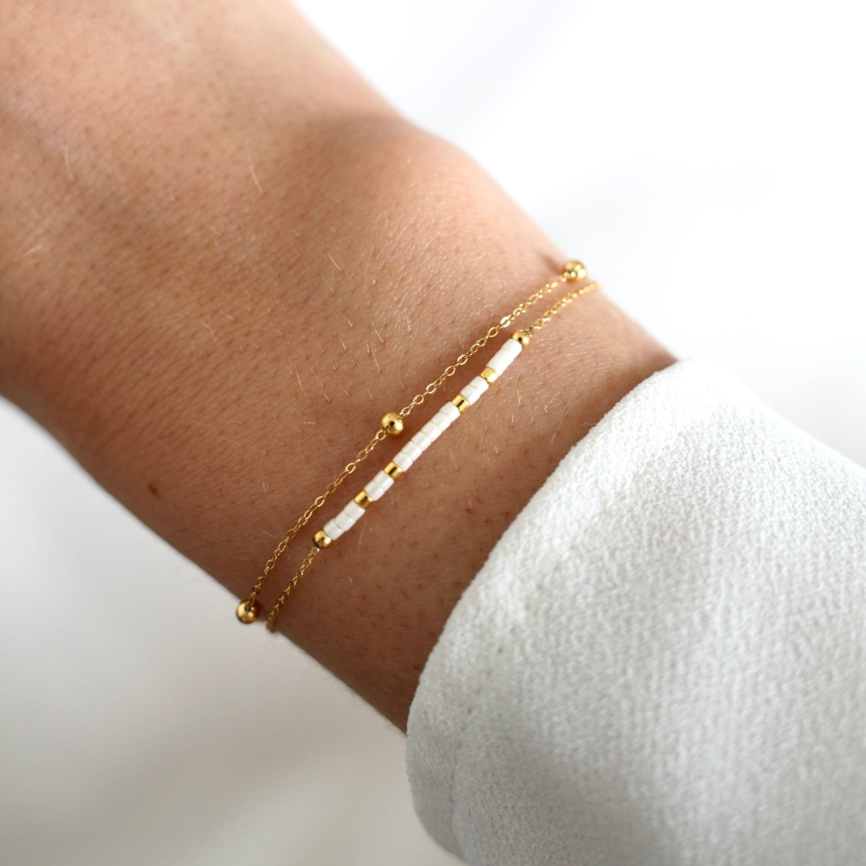 Armband Suki – Japanse Witte Miyuki Dubbele Parelarmband By Maysa