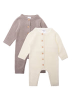 2-pack gebreide overalls in bruin en ecru Liliput