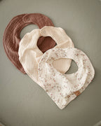 Mousseline Slabbetjes Set 3 Stuks - Verstelbare Baby Bandana Sjaals Beige
