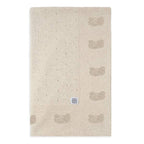 100% Katoenen Gebreide Babydeken - Beige met Beertjespatroon