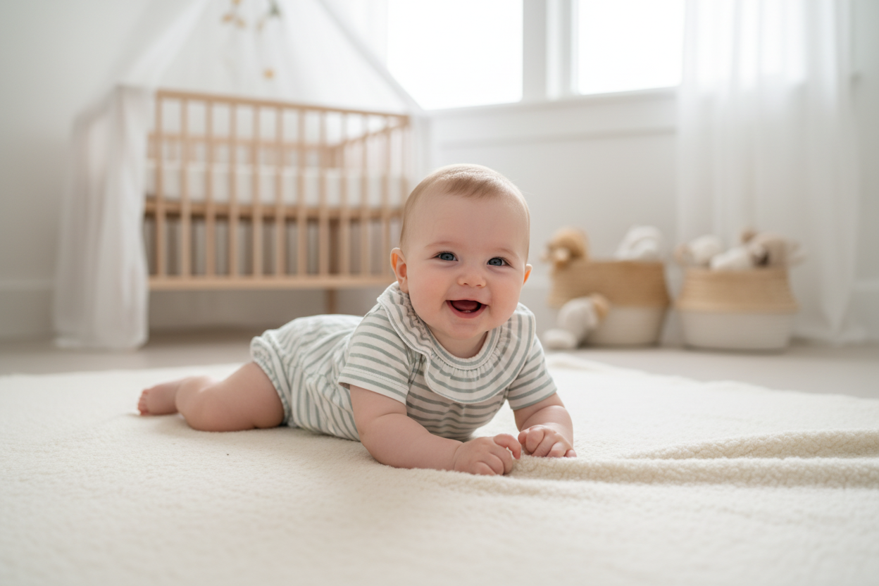 Baby in gestreepte set