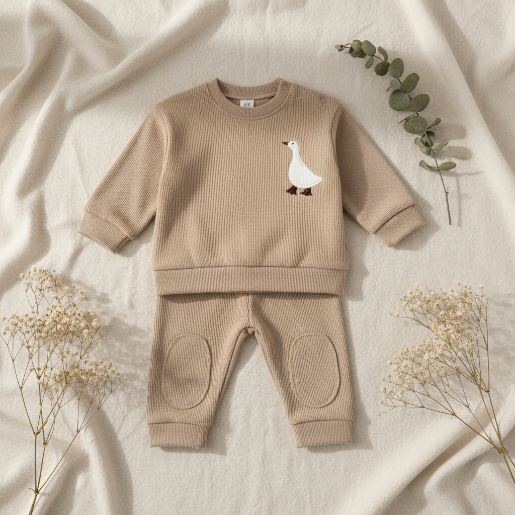 Baby outfit set with duck detail