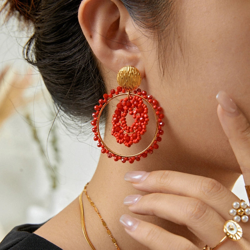 Eliza Cirkel Oorbellen – Blauw & Rood By Maysa