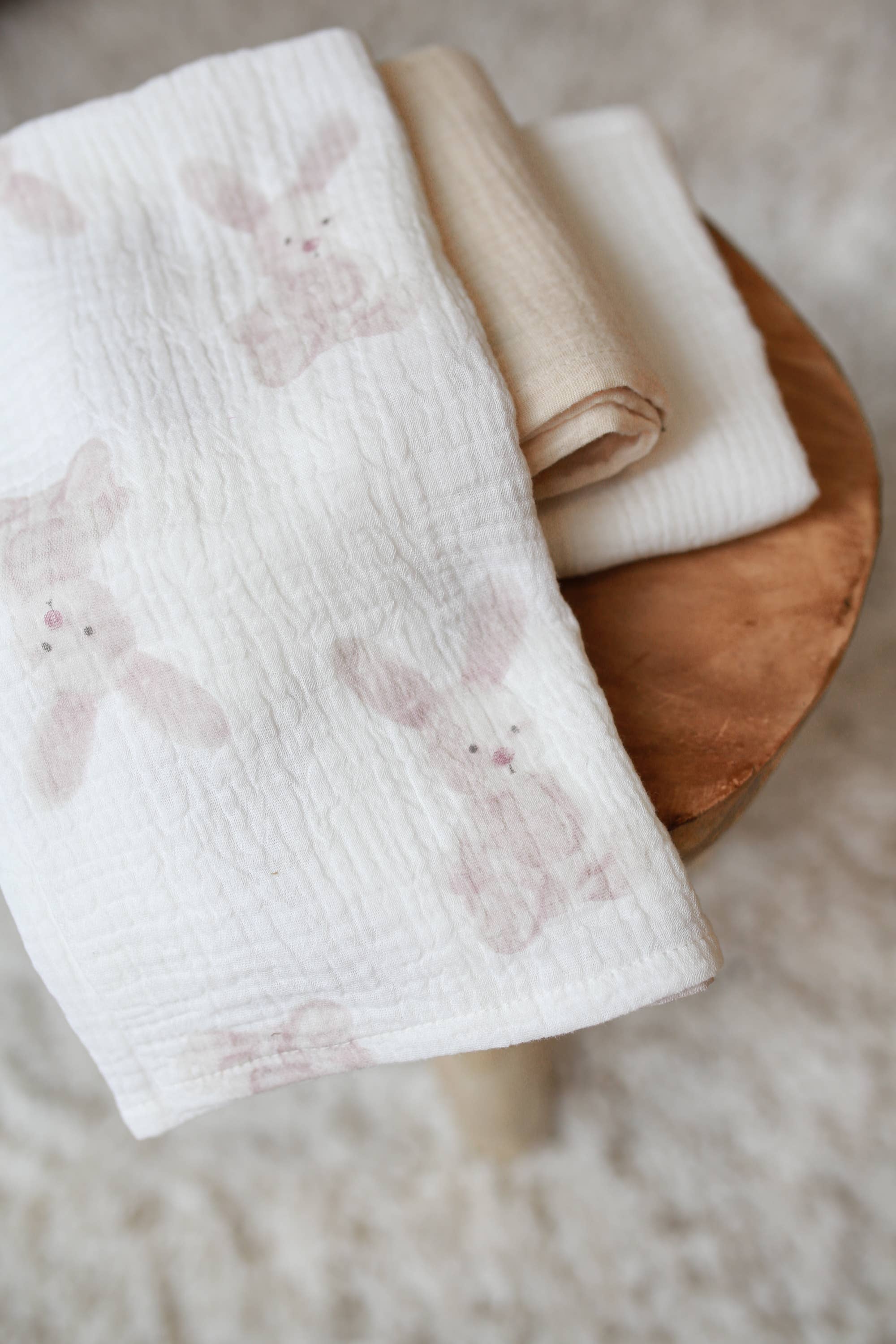 Hydrofiele Doeken Set 60x60 cm - 3 Stuks Mousseline Spuugdoeken Bunnies