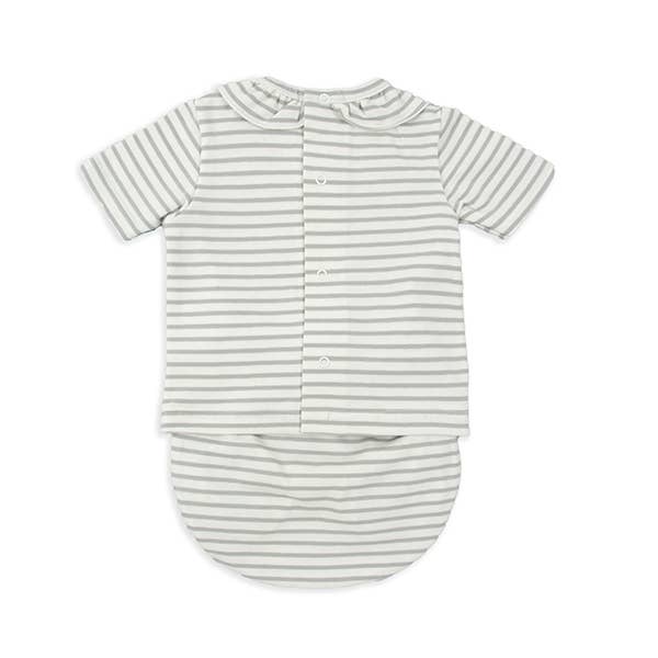 Set van korte broek en kort mouw truitje met ruches aan de kraag: Grijs / 3-6 maanden Minutus