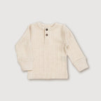Henley-top van wol met ribstof + Legging - Oat: 0-3 maanden Slim fit Finch & Fable