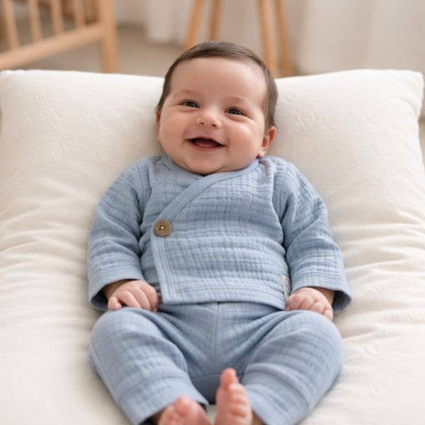 Tweedelige set Nube Muselina Premium 100% katoen: Azul / 3-6 meses Minutus