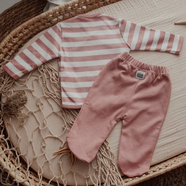 3-Delige Set Gestreept Eerste Outfit - Poederroze Minutus