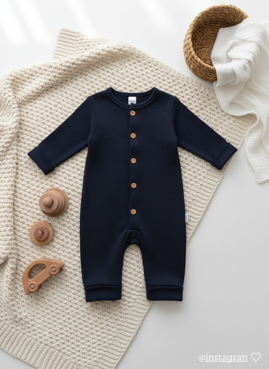 Instagram post marineblauwe baby overall alternatieve styling